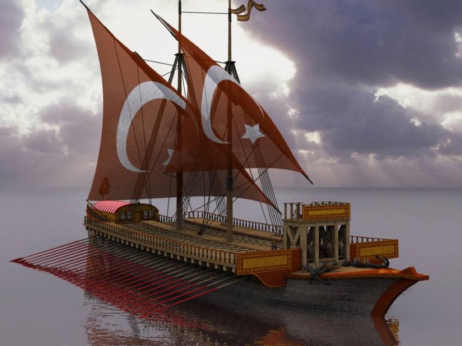 турецкая галера, средиземноморская галера, турецкий флот