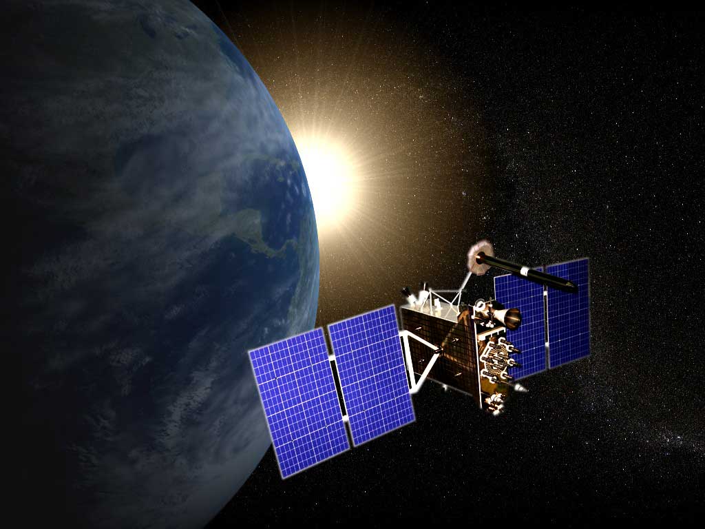 Российский Навигационный спутник «Глонасс-К» на орбите – рисунок  