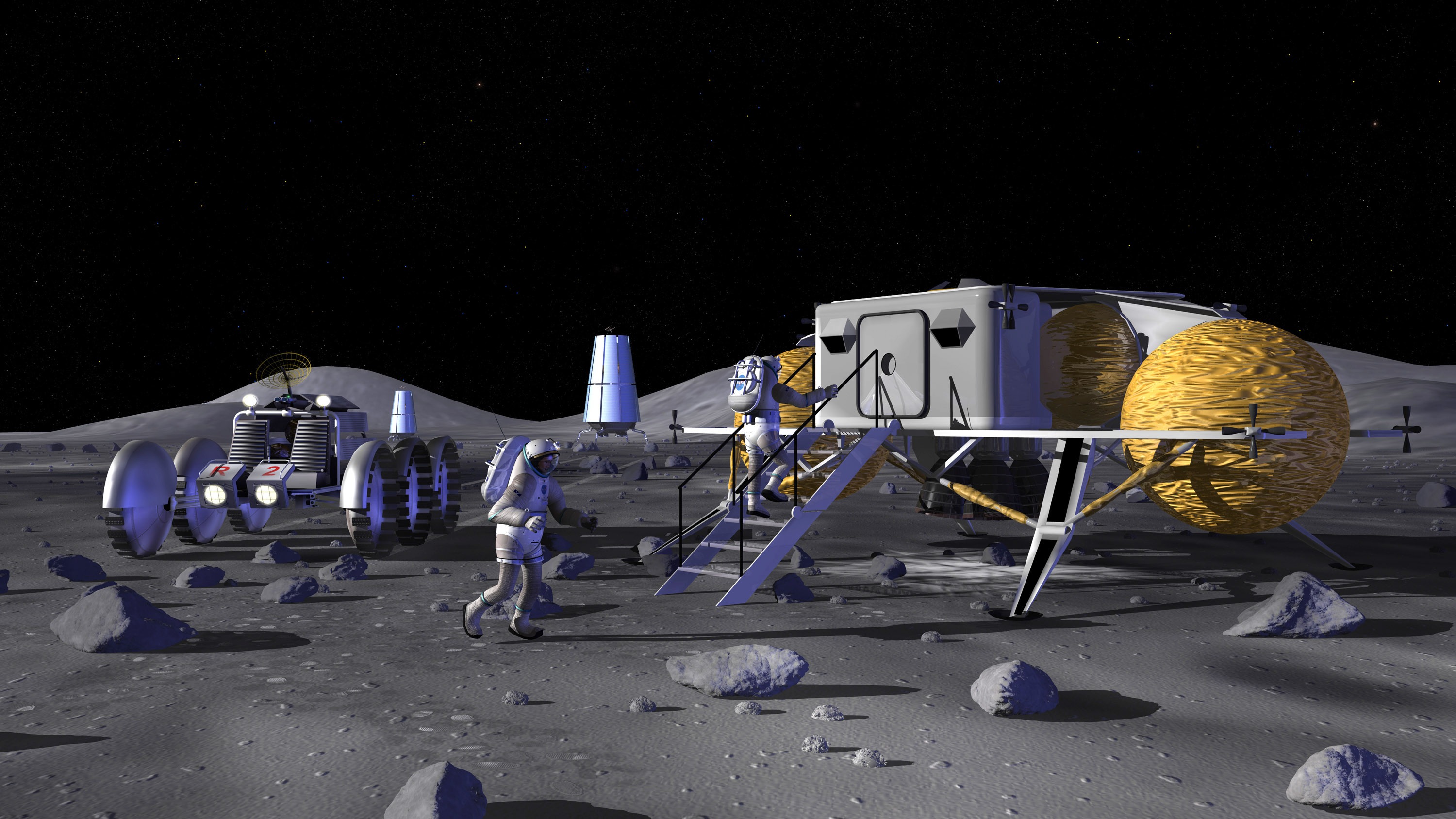 Постоянная база на Луне в представлении конструкторов РКК «Энергия» может выглядеть так