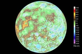 Топографическая карта Меркурия от НАСА