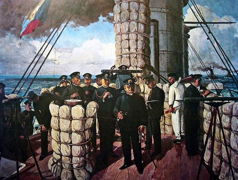 Адмирал Х. Того в Цусимском бою на мостике броненосца «Миказа»