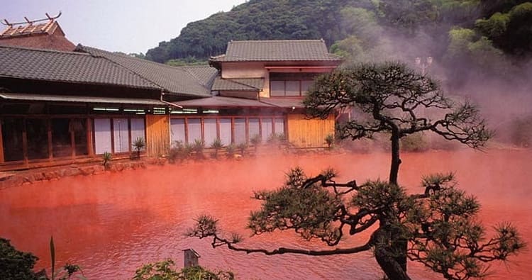 Пурпурные бактерии, окраска, озеро, остров Кюсю, микроорганизмы
