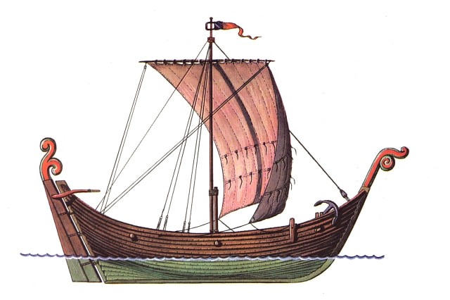 норманнский кнорр, пиратский корабль, средневековье
