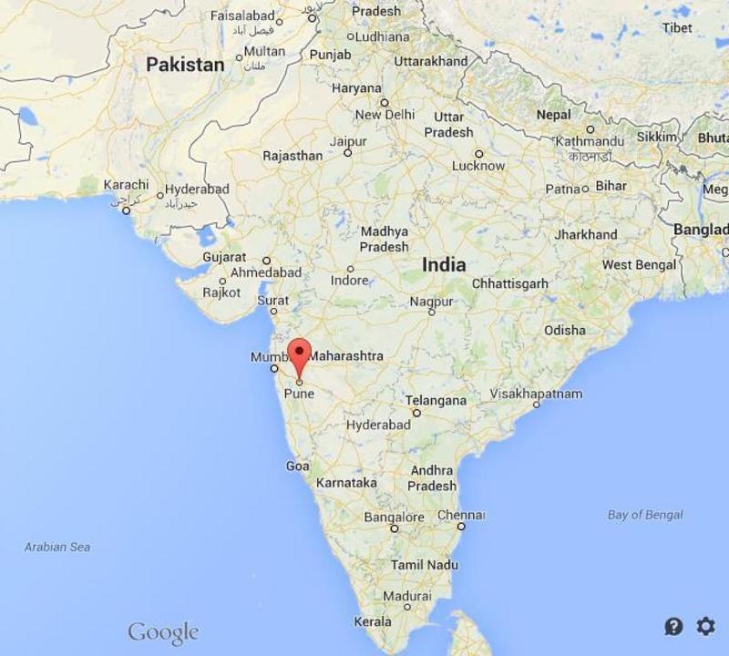  город Пуна, карта, Индия, метеорит, железо