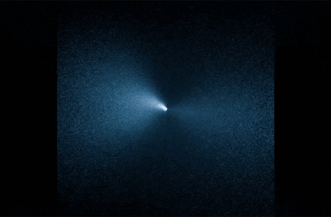 Хаббл разглядел вращение кометы после её пролета