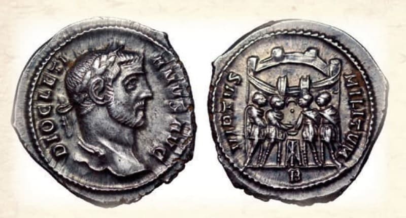 Серебряные монеты, император, Диоклетиан, соправители, Римская империя