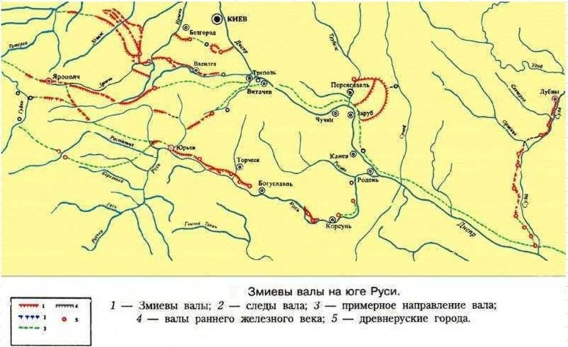карта сооружений, змиевы валы, история украины