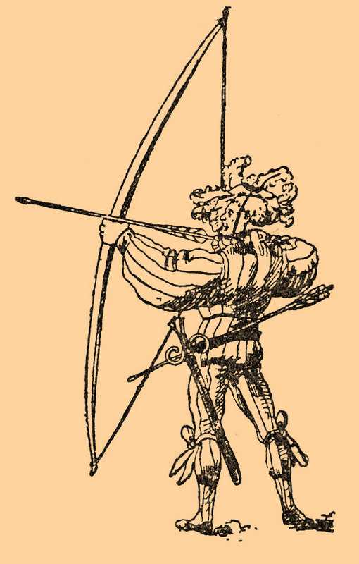 немецкий лучник, боевой лук, рыцарь