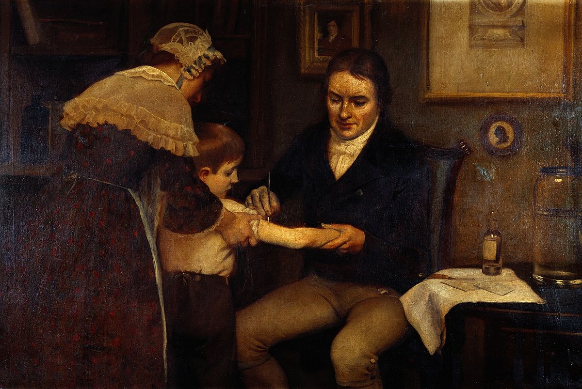 Эдвард Дженнер прививает восьмилетнего Джеймса Фиппса от оспы, 1796 год