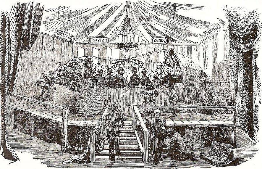 Знаменитый новогодний ужин в статуе игуанодона, 1853 год