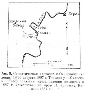 Схематическая карта к Охаснкому падению в 1887 г.