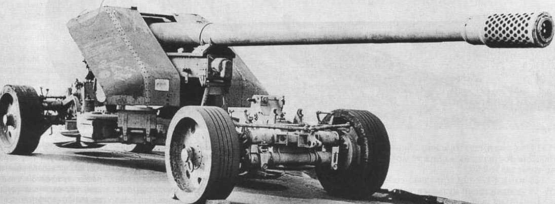 противотанковое орудие, 128 мм пушка, трехосный лафет