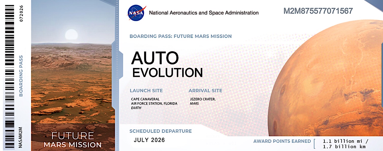 NASA, Марс, билет, Perseverance