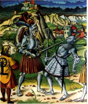 рыцарский поединок, бойцы в доспехах, средневековые бои