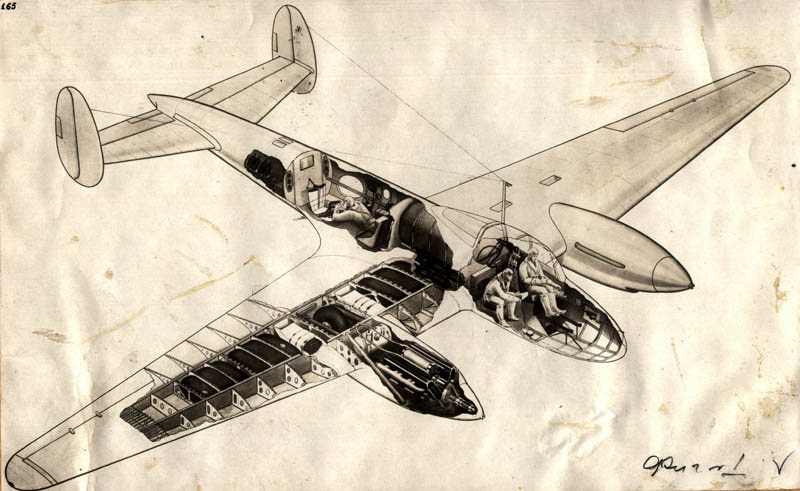 компоновочная схема, бомбардировщик пб-100, советский бомбардировщик