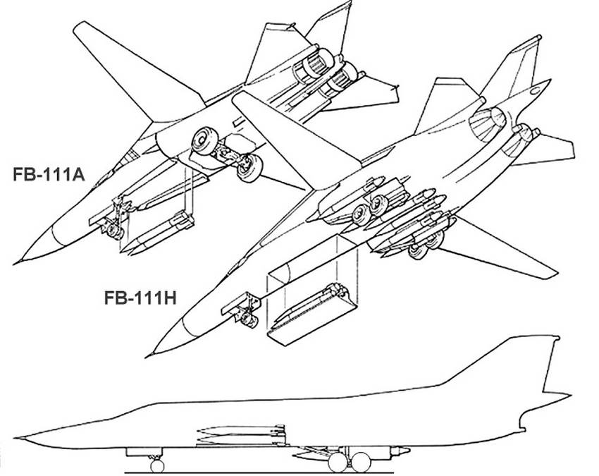 Сравнение проекта перспективного среднего стратегического бомбардировщика Дженерал Дейнемикс FB-111H и серийного FB-111A