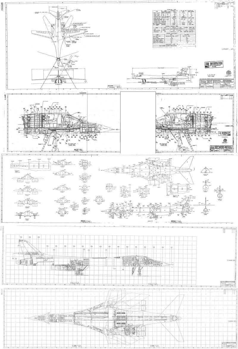 Фрагменты конструкторской документации стратегического бомбардировщика Рокуэлл Интернешнл В-1А 