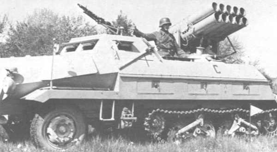  немецкая пусковая установка, установка panzerwerfer, машина opel-maultier