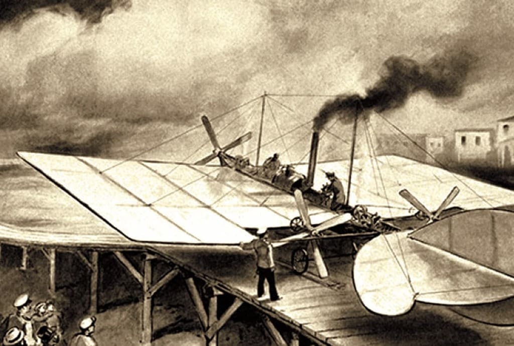 Первые воздушные самолеты. Летательный аппарат Можайского 1882. Первый самолет Можайского 1876. Airspeed 2000 первый паровой самолёт.