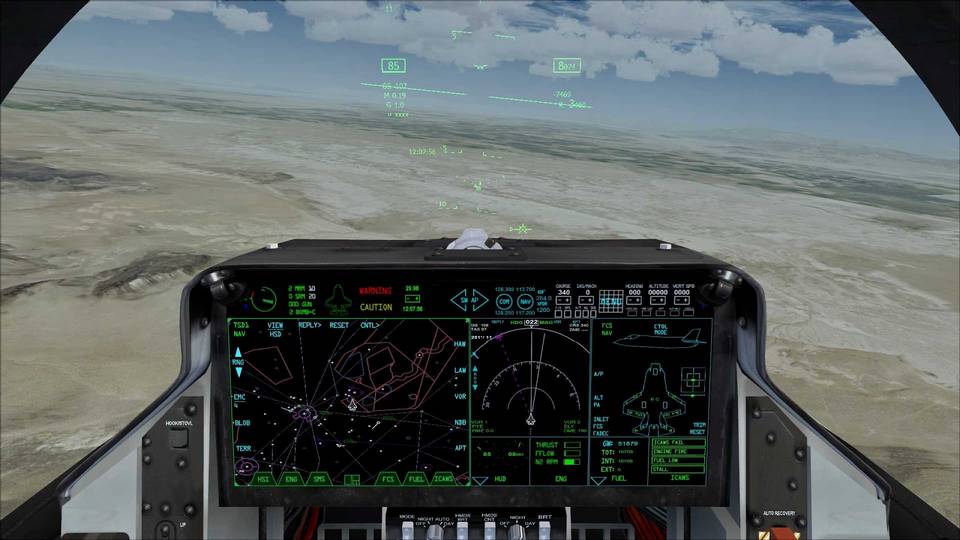 Отображение пилотажной, навигационной и тактической (в режиме «воздух-воздух») информации на приборной доске истребителя F-35A «Лайтнинг» II (тренажер)