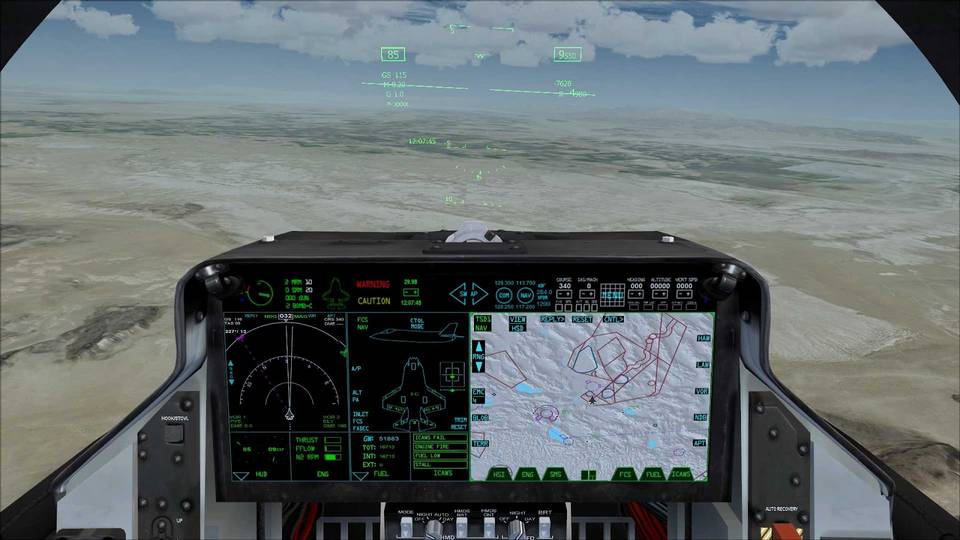 Отображение пилотажной, навигационной и тактической (в режиме «воздух-земля») информации на приборной доске истребителя F-35A «Лайтнинг» II (тренажер)