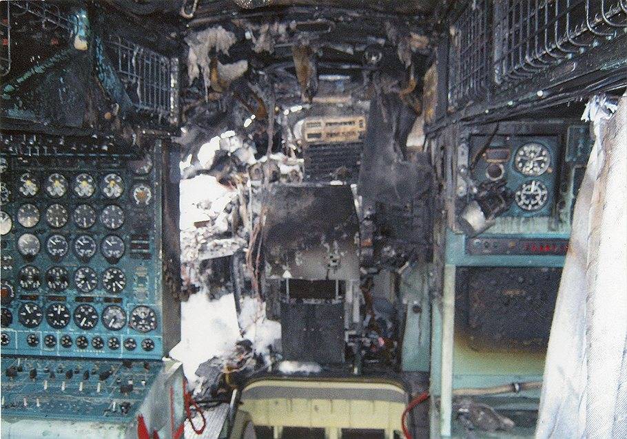 Последствия пожара электросистемы в первой гермокабине ракетоносца Ту-95МС борт 21 8 июня 2015 г., когда на борту погиб один член экипажа