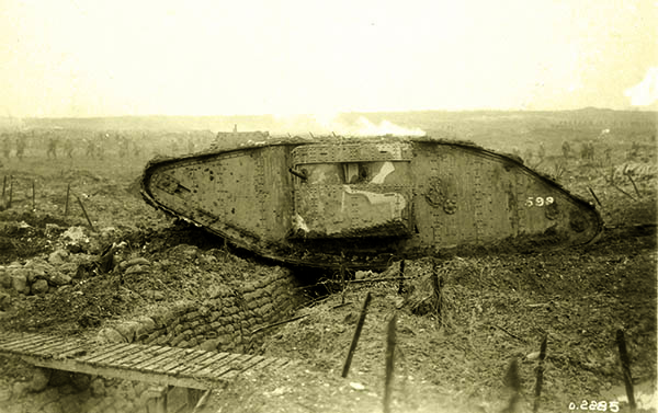 фронт, танк Mk II, окоп