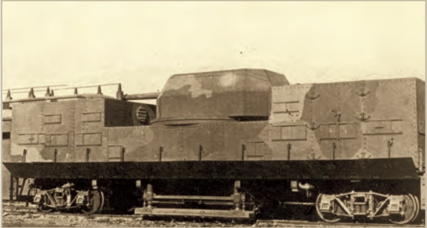 пушечный вагон, специальный бронепоезд, зенитное орудие 100мм