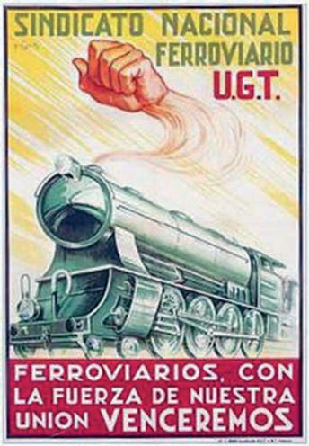 плакат, профсоюз железнодорожников, союз трудящихся