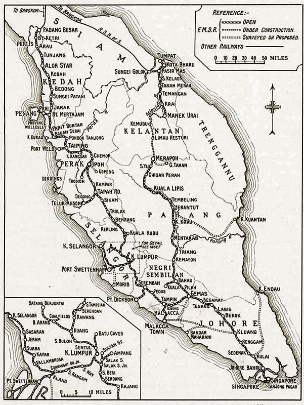 карта, Малайя, железных дорог, Первая Малайская война