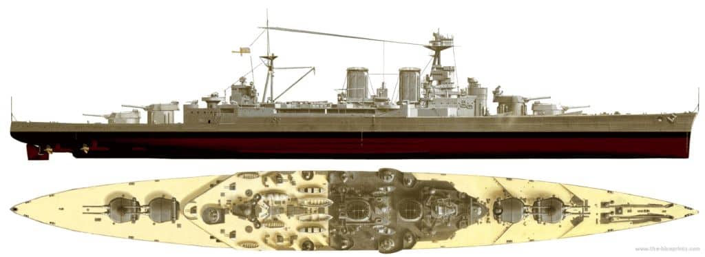 Схема общего расположения линейного крейсера «Худ»