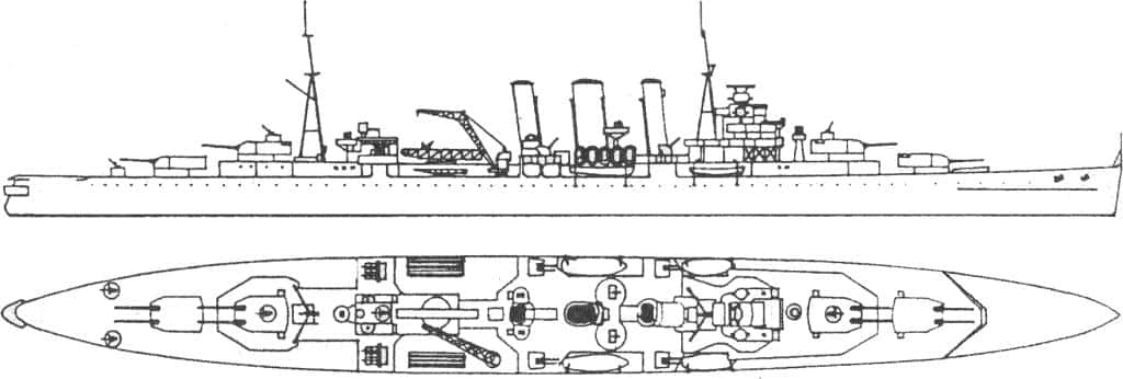 Схема общего расположения крейсера «Норфолк»