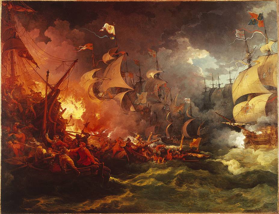 Атака британских брандеров (худ. Филип Джеймс де Лутербура, 1796)