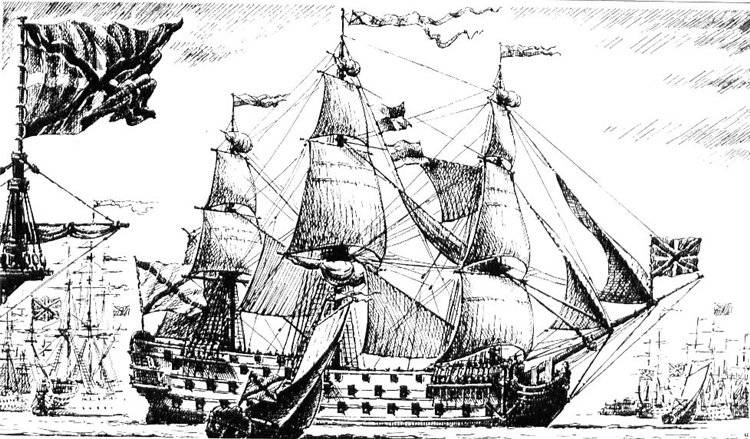 корабль пётр 1 и 2, флот 18 века, флагманский корабль