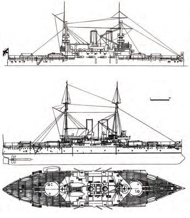 линкор, схема броненосца, корабль три святителя 