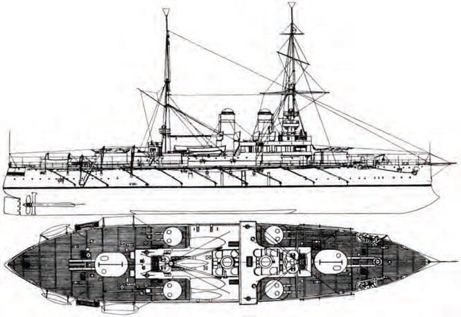 боевой корабль ростислав, черноморский флот, схема броненосца