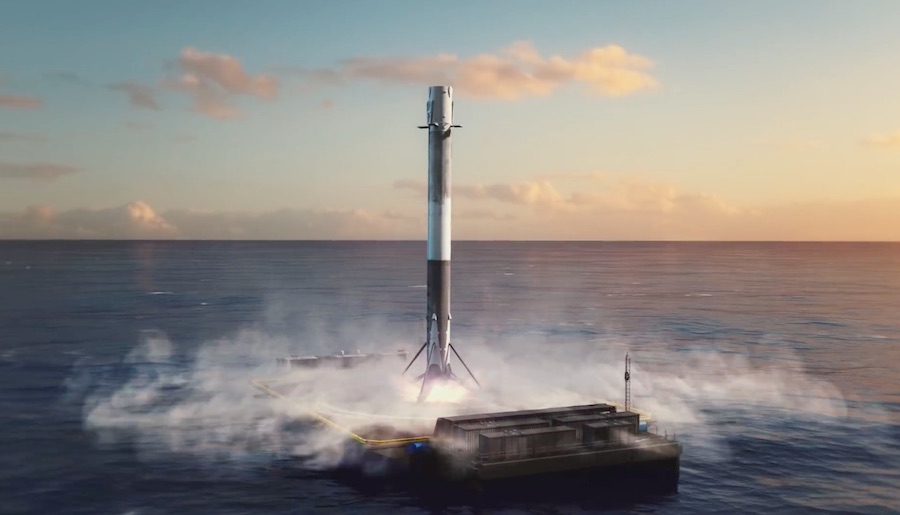 Falcon Heavy, SpaceX, бортовой посадочный радар, морская плавучая платформа