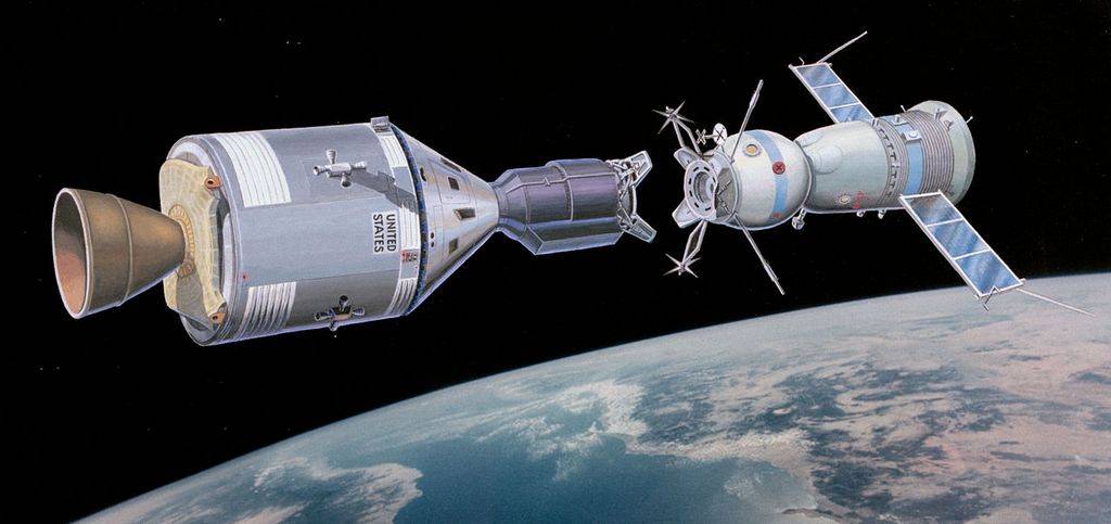 «Союз-19» и «Аполлон» перед стыковкой, рисунок художника