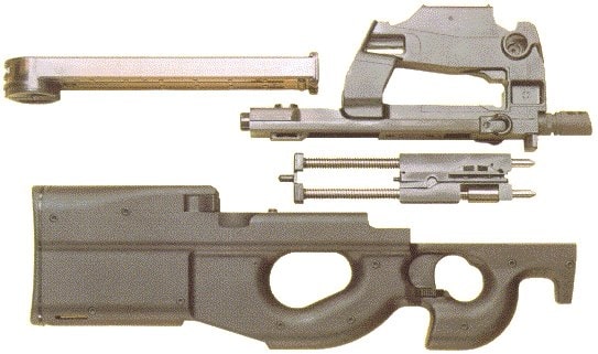 Пистолет-пулемет Р90, стрелковое оружие, булл-пап, разборка пистолета
