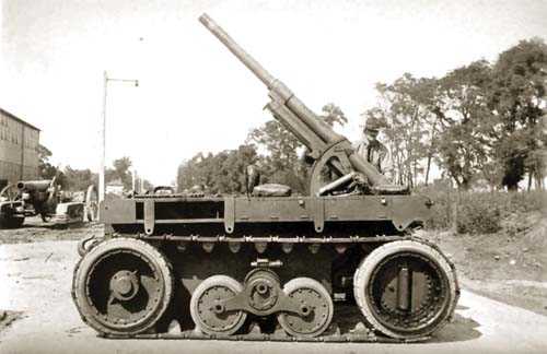 образец, 75/105-мм САУ Кристи М1921, 75-мм пушка М1920, конструкция, ходовая часть, два опорных катка, качающаяся тележка
