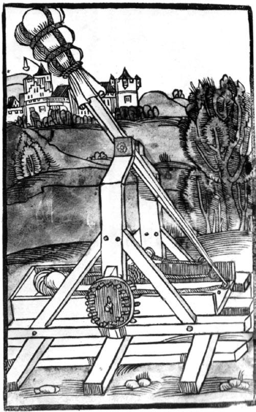 перевесная фрондибола, средневековая метательная машина, артиллерия