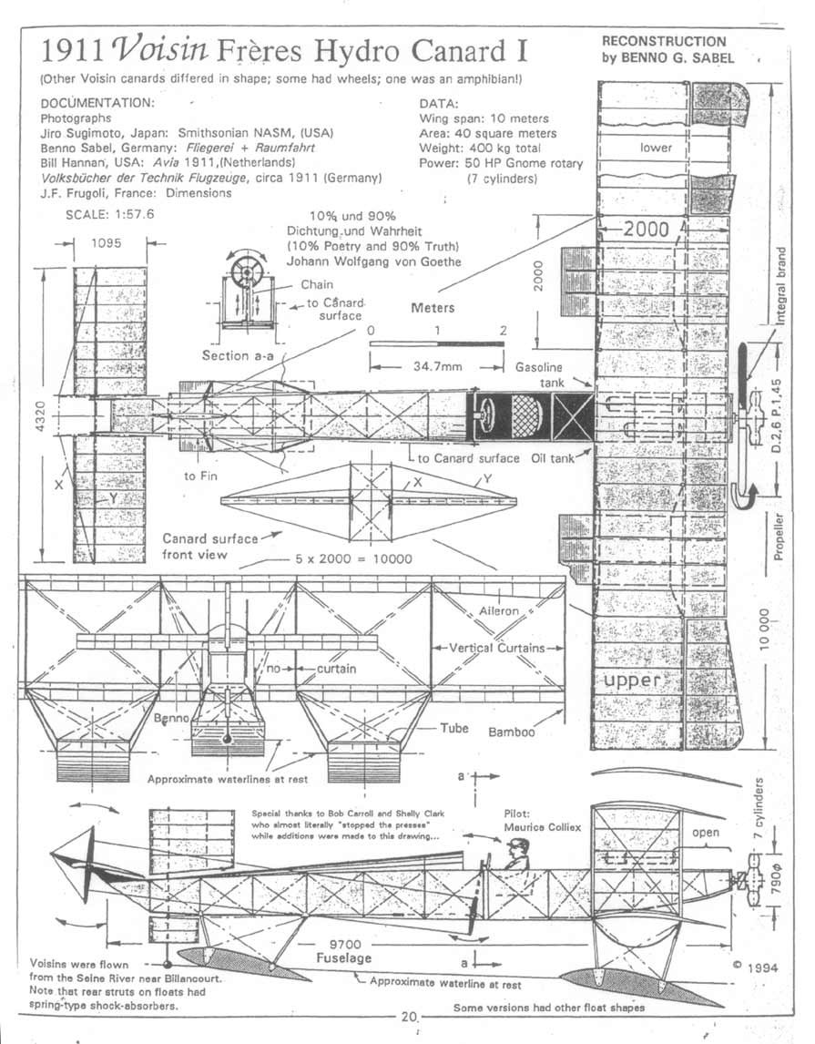 Общий вид самолета Вуазен «Канар» в варианте с поплавковым шасси